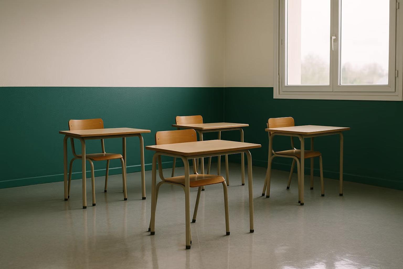 Salle de classe nettoyée après la journée scolaire