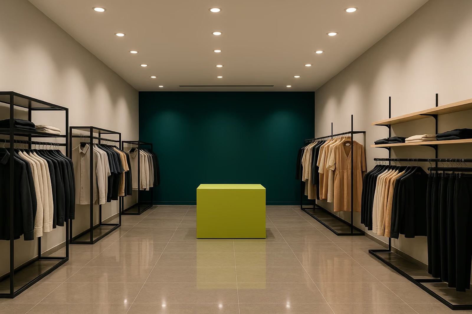 Surface de vente nettoyée avant l'ouverture de la boutique