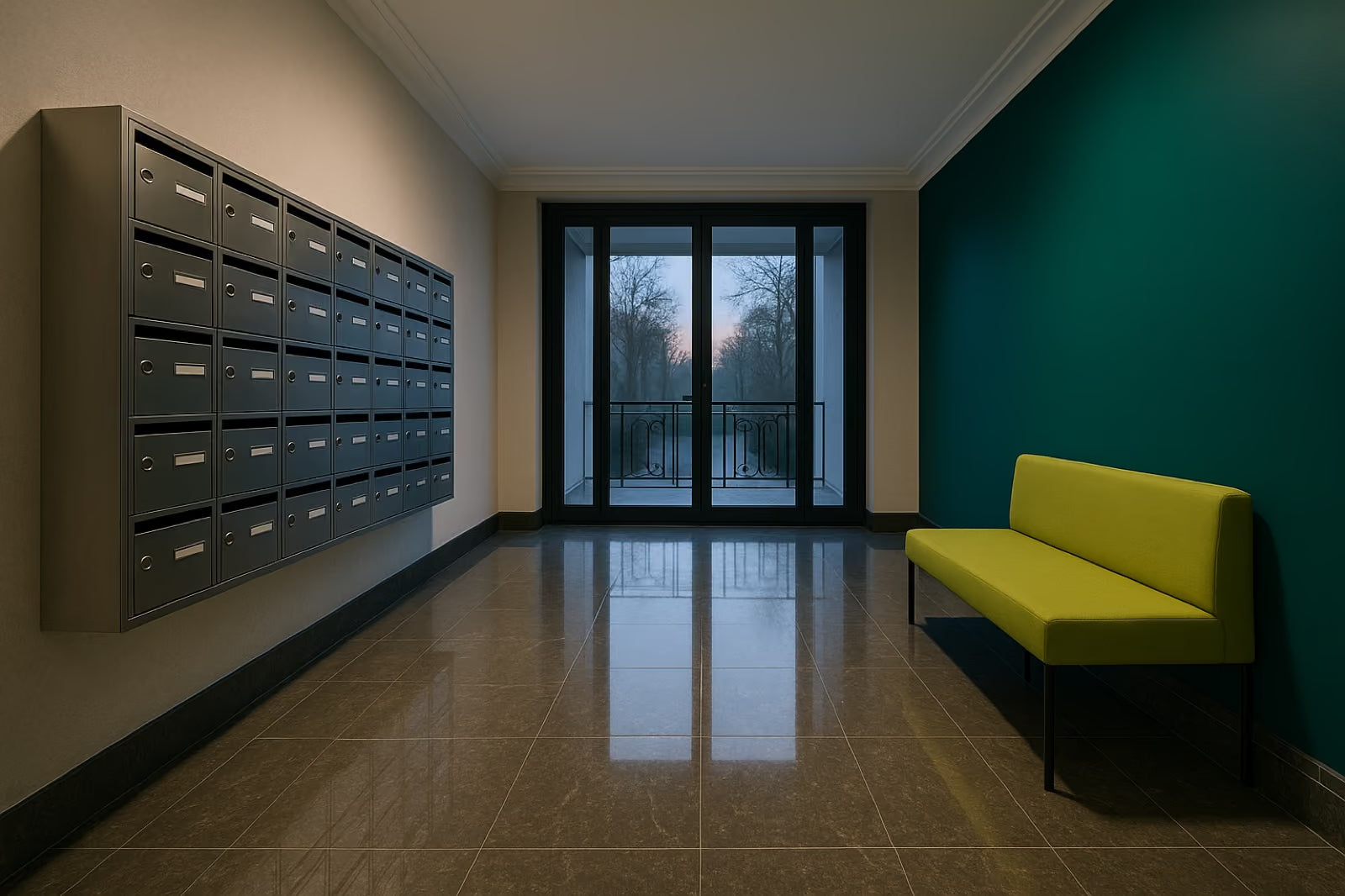 Hall d'immeuble aux parties communes entretenues